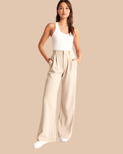 Beige Wide-Leg Pants