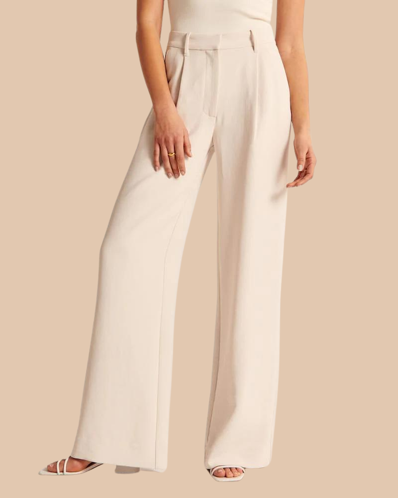 Beige Wide-Leg Pants