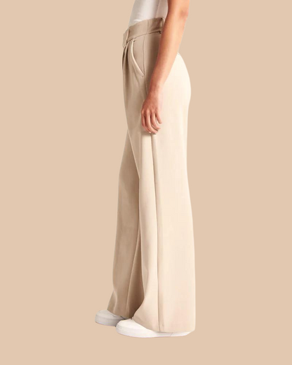 Beige Wide-Leg Pants