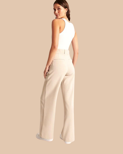 Beige Wide-Leg Pants